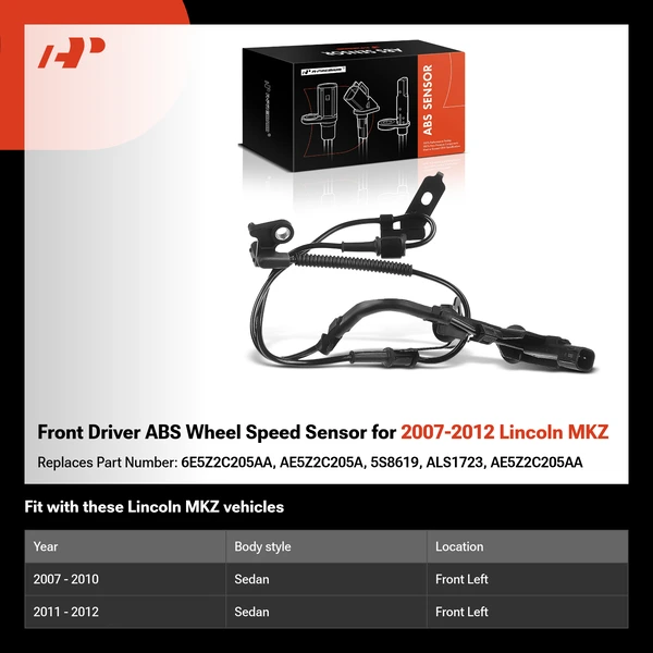 Front Driver ABS Wheel Speed Sensor for 2007-2012 Lincoln MKZ