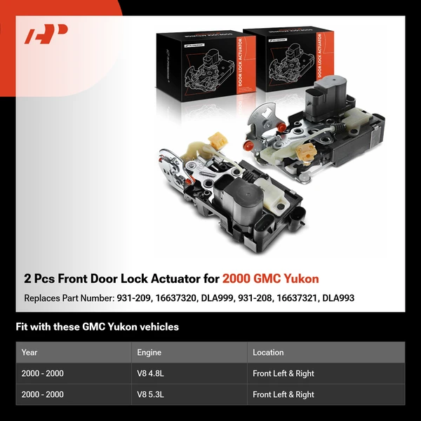 2 Pcs Front Door Lock Actuator for 2000 GMC Yukon