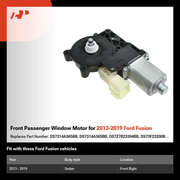 Front Passenger Window Motor for 2013-2019 Ford Fusion