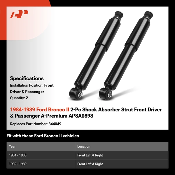 1984-1989 Ford Bronco II 2-Pc Shock Absorber Strut Front Driver & Passenger A-Premium APSA0898
