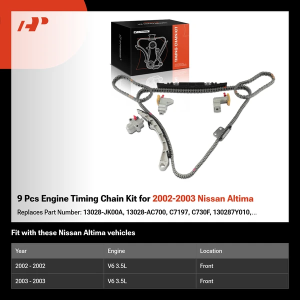 9 Pcs Engine Timing Chain Kit for 2002-2003 Nissan Altima