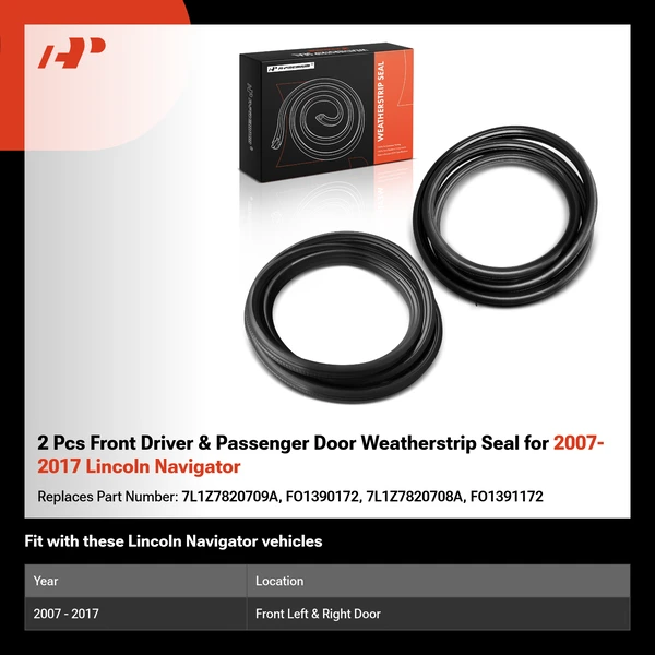 2 Pcs Front Driver & Passenger Door Weatherstrip Seal for 2007-2017 Lincoln Navigator