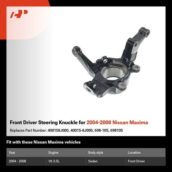 Front Driver Steering Knuckle for 2004-2008 Nissan Maxima
