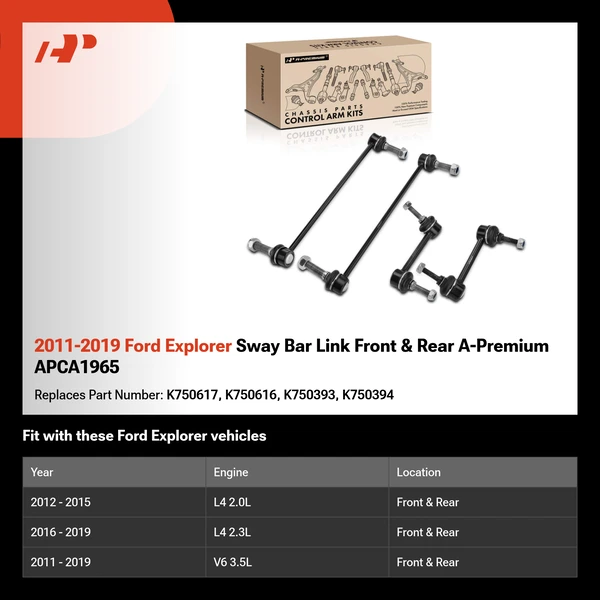 2011-2019 Ford Explorer Sway Bar Link Front & Rear A-Premium APCA1965