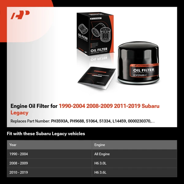 Engine Oil Filter for 1990-2004 2008-2009 2011-2019 Subaru Legacy