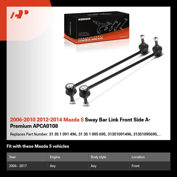 2006-2010 2012-2014 Mazda 5 Sway Bar Link Front Side A-Premium APCA0108