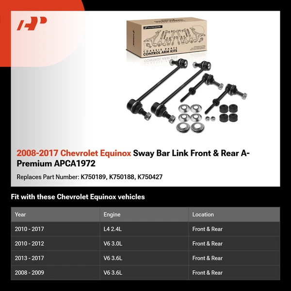 2008-2017 Chevrolet Equinox Sway Bar Link Front & Rear A-Premium APCA1972