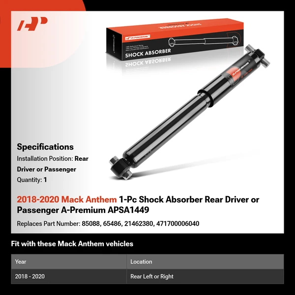 2018-2020 Mack Anthem 1-Pc Shock Absorber Rear Driver or Passenger A-Premium APSA1449