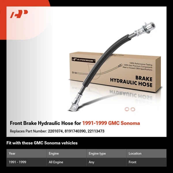 Front Brake Hydraulic Hose for 1991-1999 GMC Sonoma