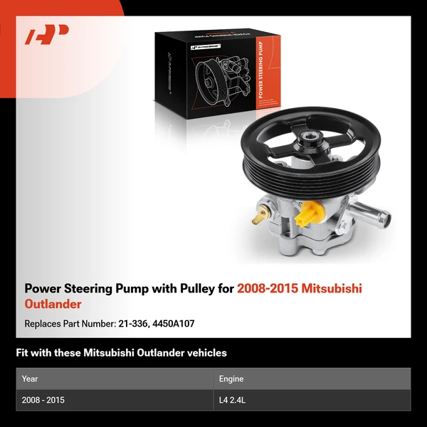 Power Steering Pump with Pulley for 2008-2015 Mitsubishi Outlander