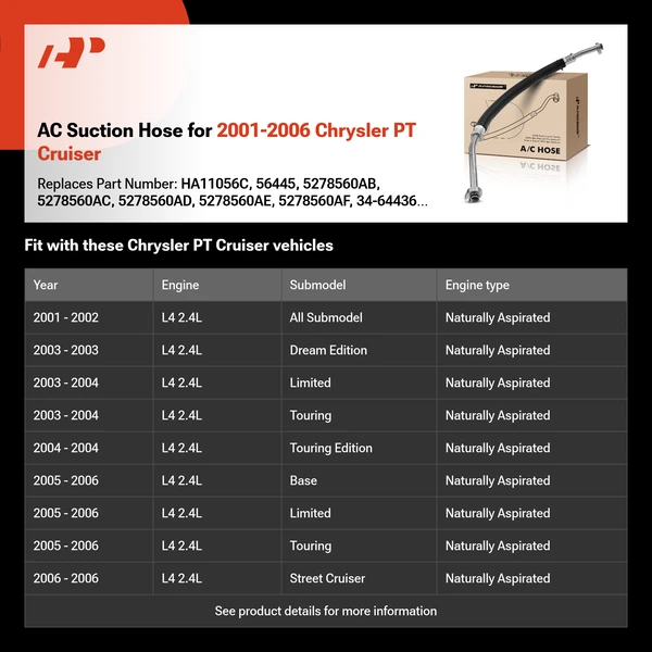 AC Suction Hose for 2001-2006 Chrysler PT Cruiser