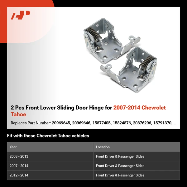 2 Pcs Front Lower Sliding Door Hinge for 2007-2014 Chevrolet Tahoe