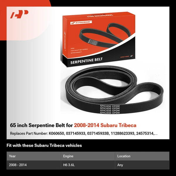 65 inch Serpentine Belt for 2008-2014 Subaru Tribeca
