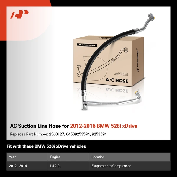 AC Suction Line Hose for 2012-2016 BMW 528i xDrive