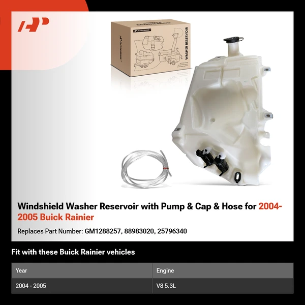 Windshield Washer Reservoir with Pump & Cap & Hose for 2004-2005 Buick Rainier