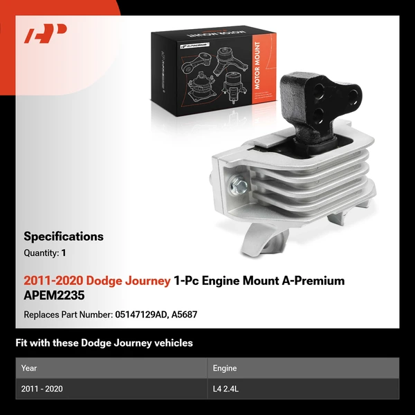 2011-2020 Dodge Journey 1-Pc Engine Mount A-Premium APEM2235