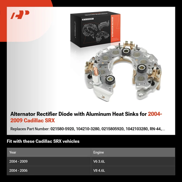 Alternator Rectifier Diode with Aluminum Heat Sinks for 2004-2009 Cadillac SRX