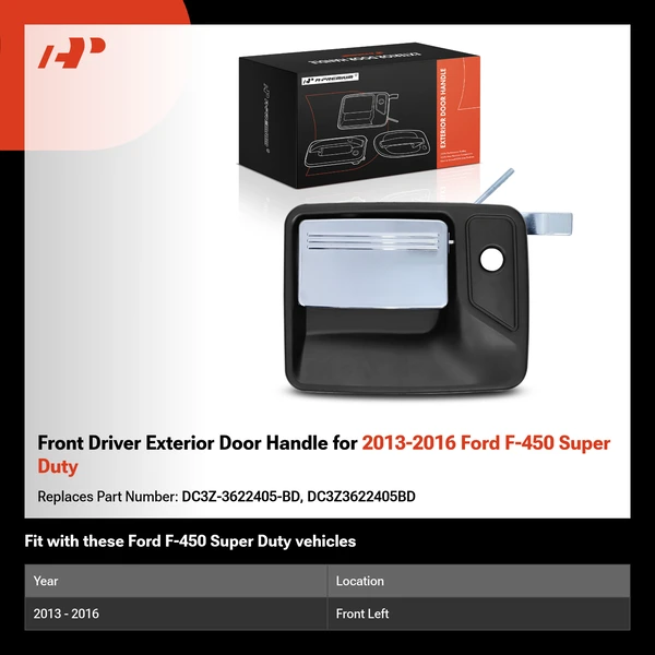 Front Driver Exterior Door Handle for 2013-2016 Ford F-450 Super Duty
