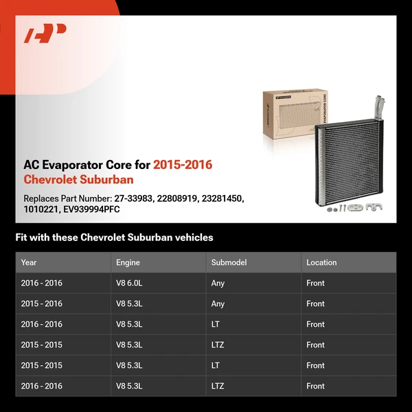 AC Evaporator Core for 2015-2016 Chevrolet Suburban