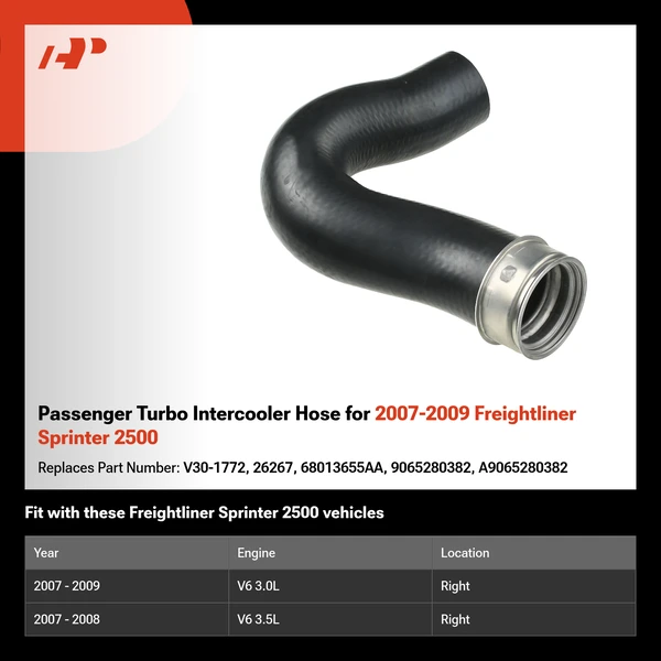 Passenger Turbo Intercooler Hose for 2007-2009 Freightliner Sprinter 2500