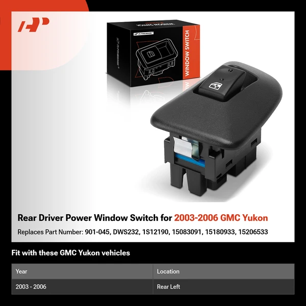 Rear Driver Power Window Switch for 2003-2006 GMC Yukon