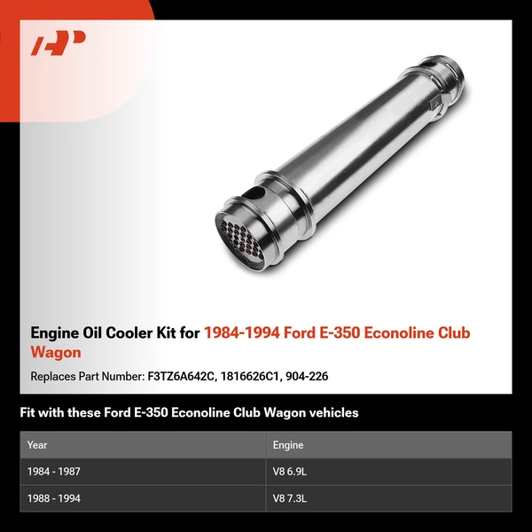 Engine Oil Cooler Kit for 1984-1994 Ford E-350 Econoline Club Wagon