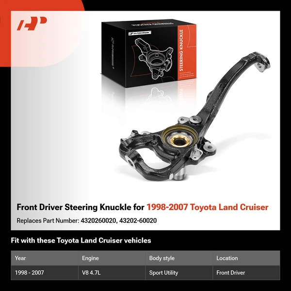 Front Driver Steering Knuckle for 1998-2007 Toyota Land Cruiser