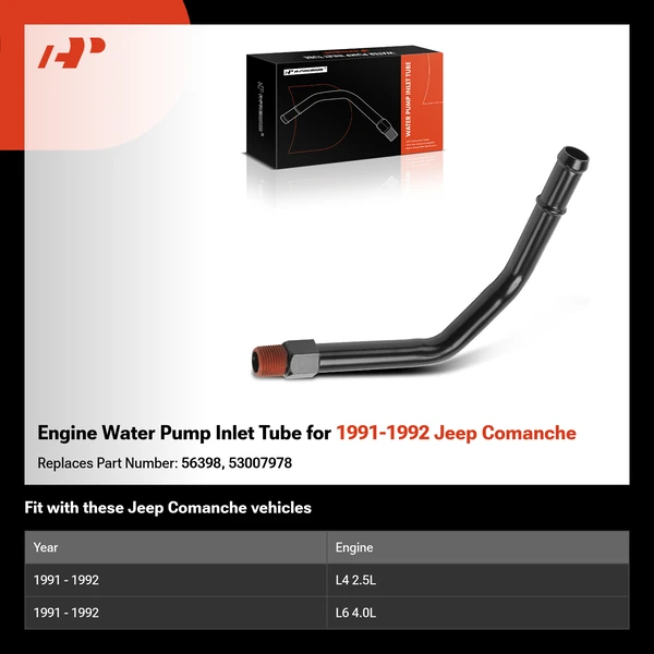 Engine Water Pump Inlet Tube for 1991-1992 Jeep Comanche