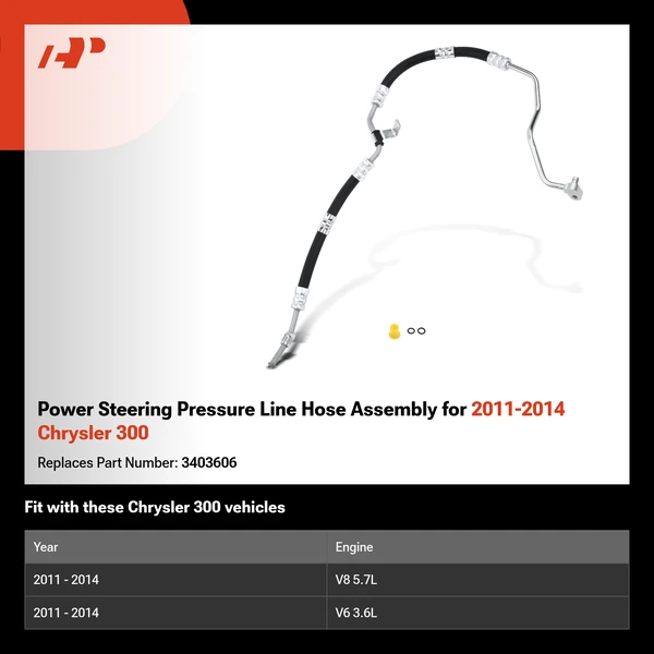 Power Steering Pressure Line Hose Assembly for 2011-2014 Chrysler 300