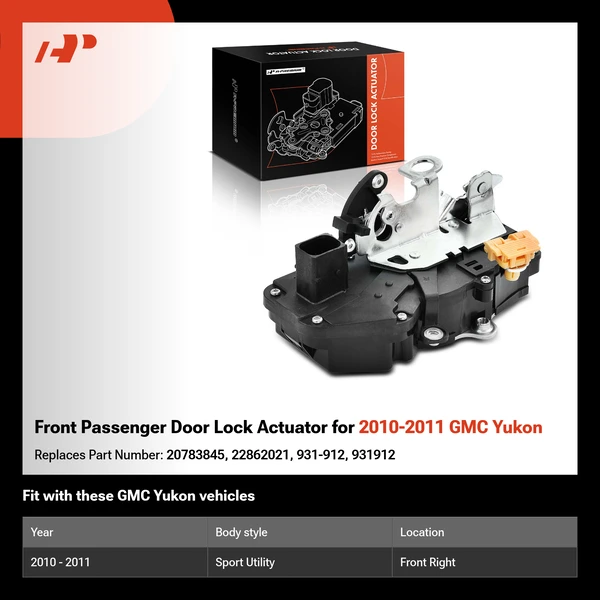Front Passenger Door Lock Actuator for 2010-2011 GMC Yukon