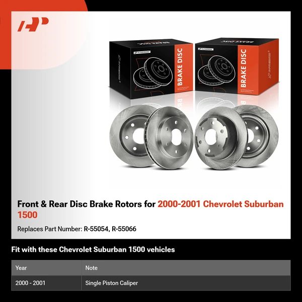 Front & Rear Disc Brake Rotors for 2000-2001 Chevrolet Suburban 1500