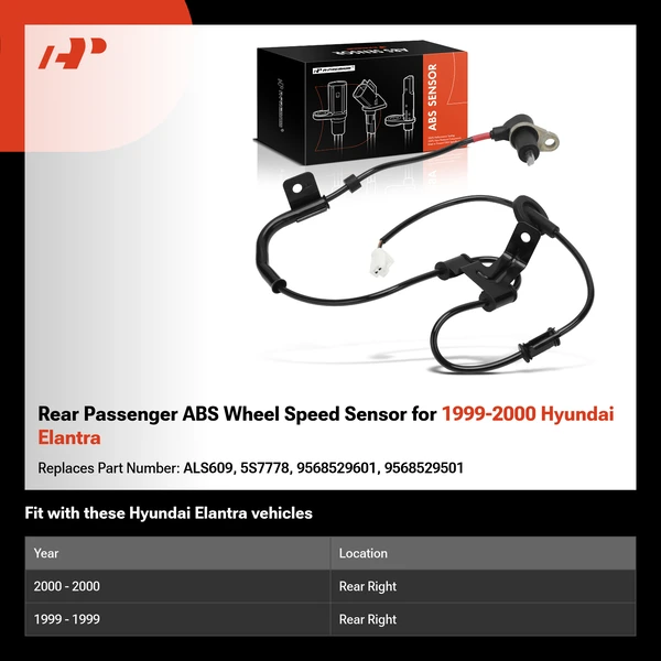 Rear Passenger ABS Wheel Speed Sensor for 1999-2000 Hyundai Elantra