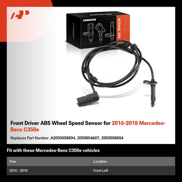 Front Driver ABS Wheel Speed Sensor for 2016-2018 Mercedes-Benz C350e