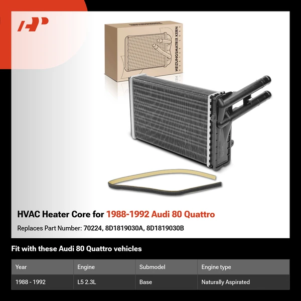 HVAC Heater Core for 1988-1992 Audi 80 Quattro