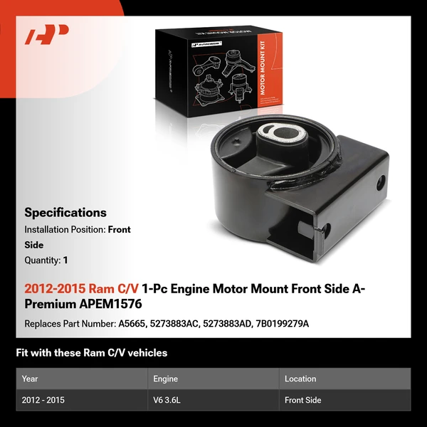 2012-2015 Ram C/V 1-Pc Engine Motor Mount Front Side A-Premium APEM1576