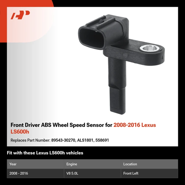 Front Driver ABS Wheel Speed Sensor for 2008-2016 Lexus LS600h