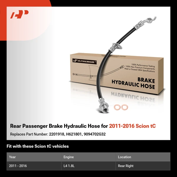 Rear Passenger Brake Hydraulic Hose for 2011-2016 Scion tC