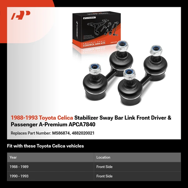 1988-1993 Toyota Celica Stabilizer Sway Bar Link Front Driver & Passenger A-Premium APCA7840