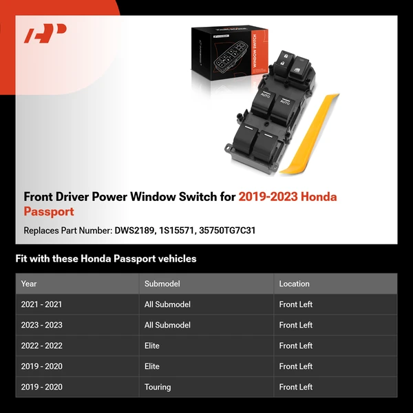 Front Driver Power Window Switch for 2019-2023 Honda Passport