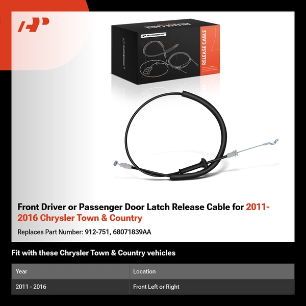 Front Driver or Passenger Door Latch Release Cable for 2011-2016 Chrysler Town & Country