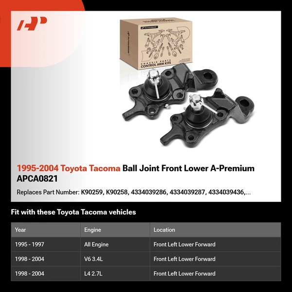 1995-2004 Toyota Tacoma Ball Joint Front Lower A-Premium APCA0821