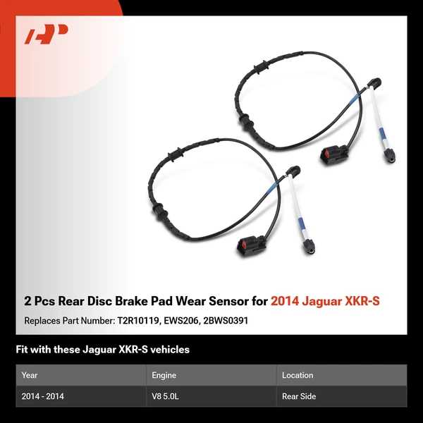 2 Pcs Rear Disc Brake Pad Wear Sensor for 2014 Jaguar XKR-S