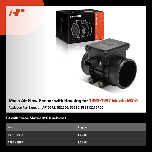 Mass Air Flow Sensor with Housing for 1993-1997 Mazda MX-6