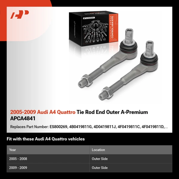2005-2009 Audi A4 Quattro Tie Rod End Outer A-Premium APCA4841