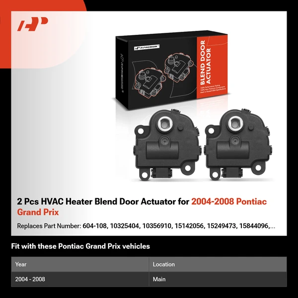 2 Pcs HVAC Heater Blend Door Actuator for 2004-2008 Pontiac Grand Prix