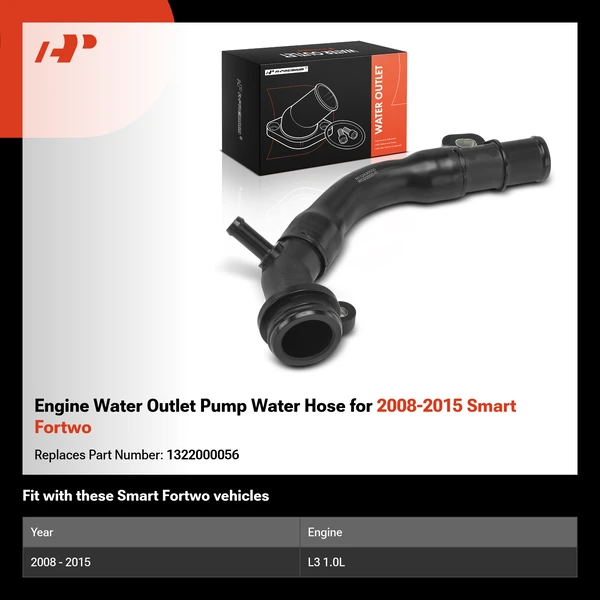 Engine Water Outlet Pump Water Hose for 2008-2015 Smart Fortwo