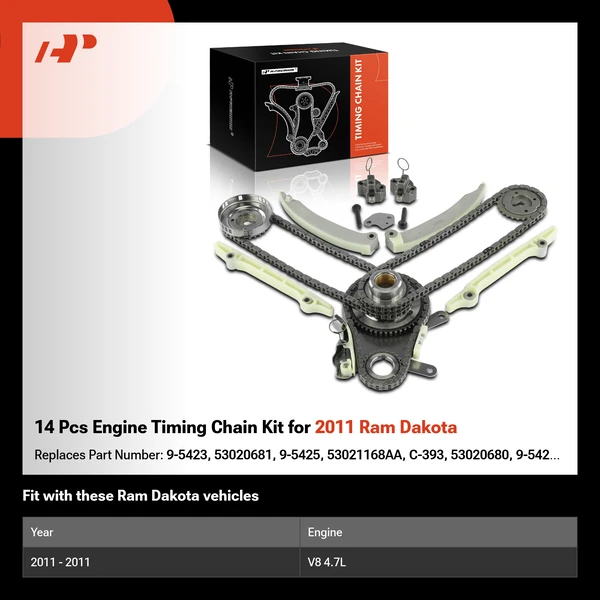 14 Pcs Engine Timing Chain Kit for 2011 Ram Dakota
