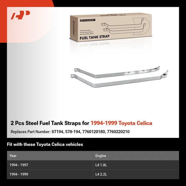 2 Pcs Steel Fuel Tank Straps for 1994-1999 Toyota Celica