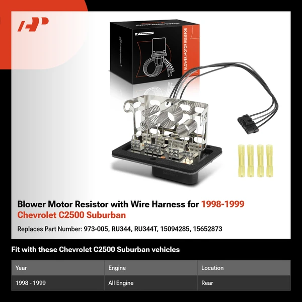 Blower Motor Resistor with Wire Harness for 1998-1999 Chevrolet C2500 Suburban