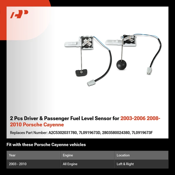 2 Pcs Driver & Passenger Fuel Level Sensor for 2003-2006 2008-2010 Porsche Cayenne